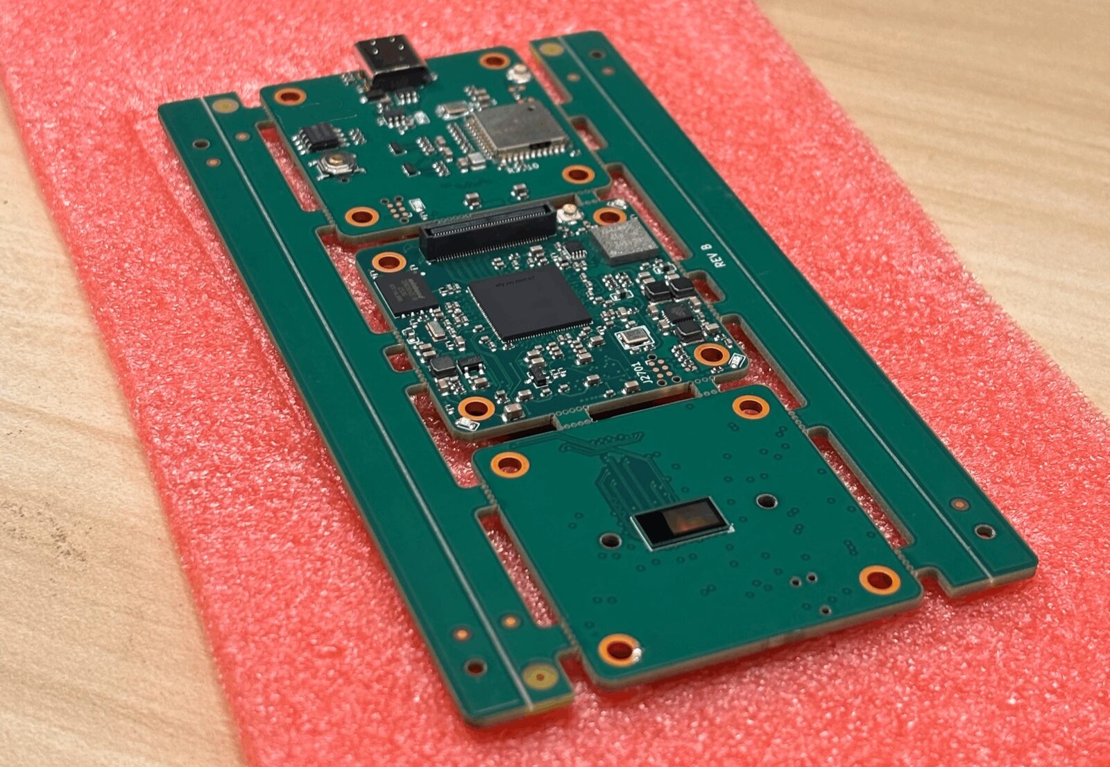 The assembled panel with the three boards